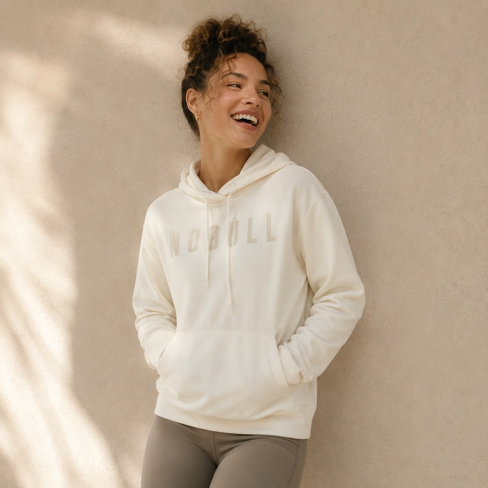 NOBULL Everyday Training Hoodie Lightweight Ivory Pullover Sz XL